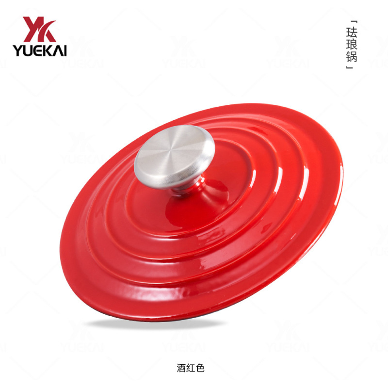 月凱エナメル鋳鉄鍋中国式蒸煮煮込み家庭用無粘スープ鍋卸売りcast iron pot|undefined