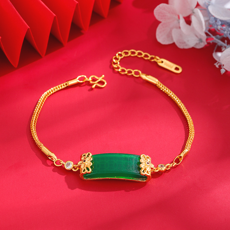 Vietnam arena oro hebilla de seguridad pulsera de Calcedonia moneda de cobre estilo chino retro no se desvanece hombres y mujeres elegante pulsera de todo fósforo