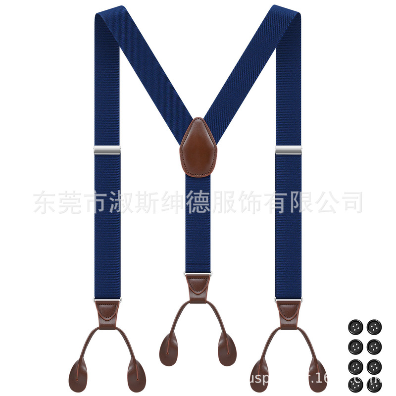 Cross-Border Supply 6-Clip Button Casual Men's Suspenders High-Quality Adult Suspenders Button Style Versatile