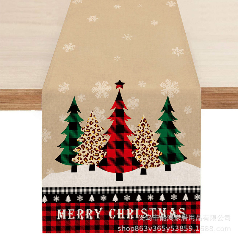 国境を越えた新しいクリスマステーブル旗の家庭装飾プリントテーブルマット茶何蓋布創造クリスマステーブル旗テーブルクロス|undefined