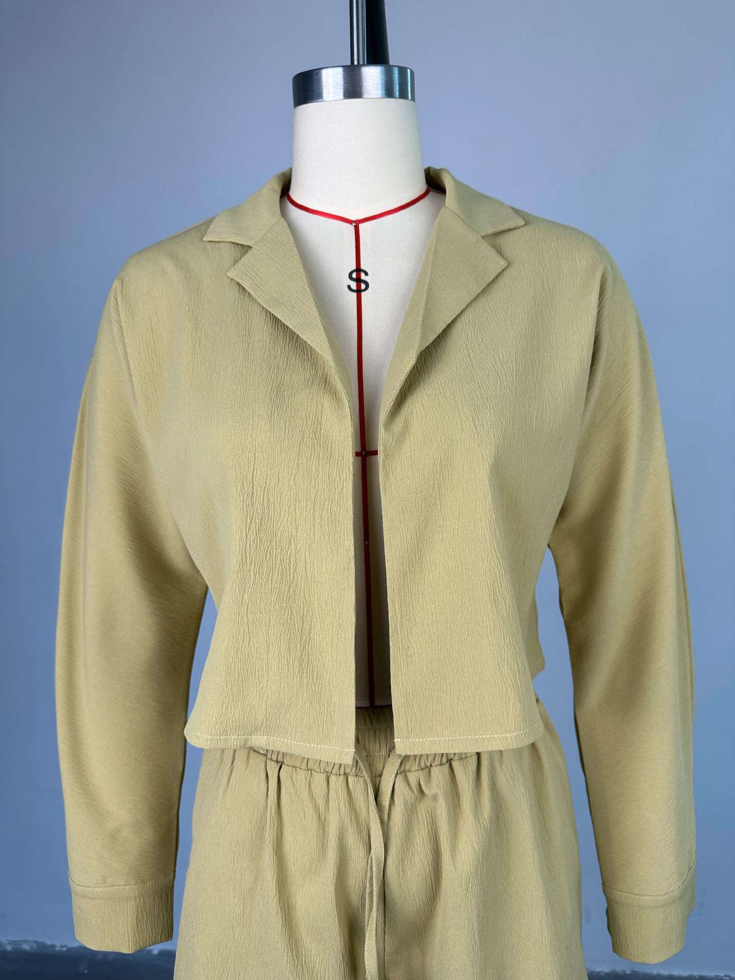 Women Clothing Summer Sweet Fresh Suit Collar Long Sleeve Shirt High Waist Drawstring Shorts Casual Suit