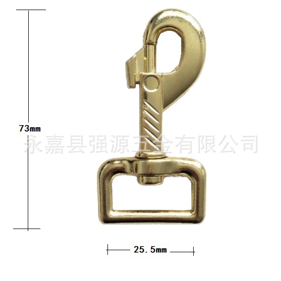厂家直销宠物牵引绳配件 金色条纹锌合金宠物钩 箱包五金万向枪扣