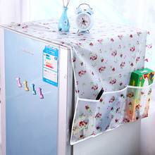 PEVA防水冰箱防尘罩 收纳防尘多功能冰箱罩 家用印花冰箱罩挂袋