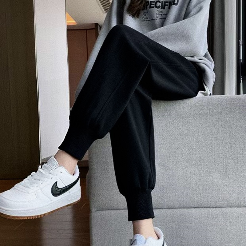 솔리드 컬러 스크류 블랙 팬츠 얇은 스타일