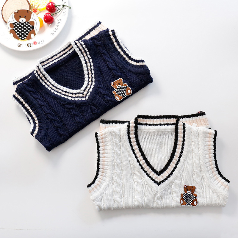 [Jin Yong] entrega de una pieza Chaleco de la Universidad de los niños ropa de los niños de estilo coreano niños y niñas chaleco suéter chaleco de lana