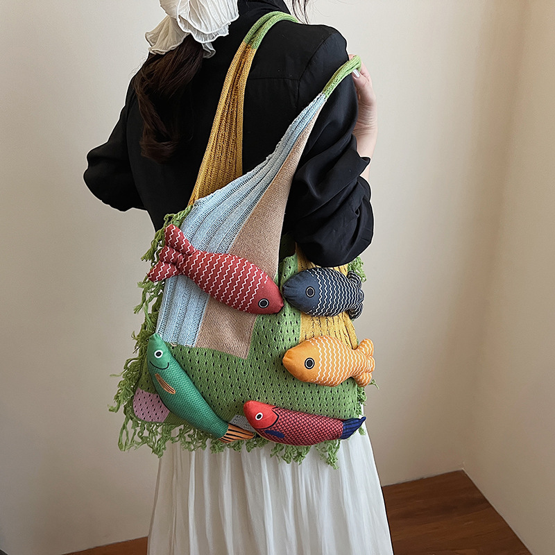Fashion Trendy Women's New Lazy Style Casual Commuting Woven Shoulder Bag Versatile Tote Bag
