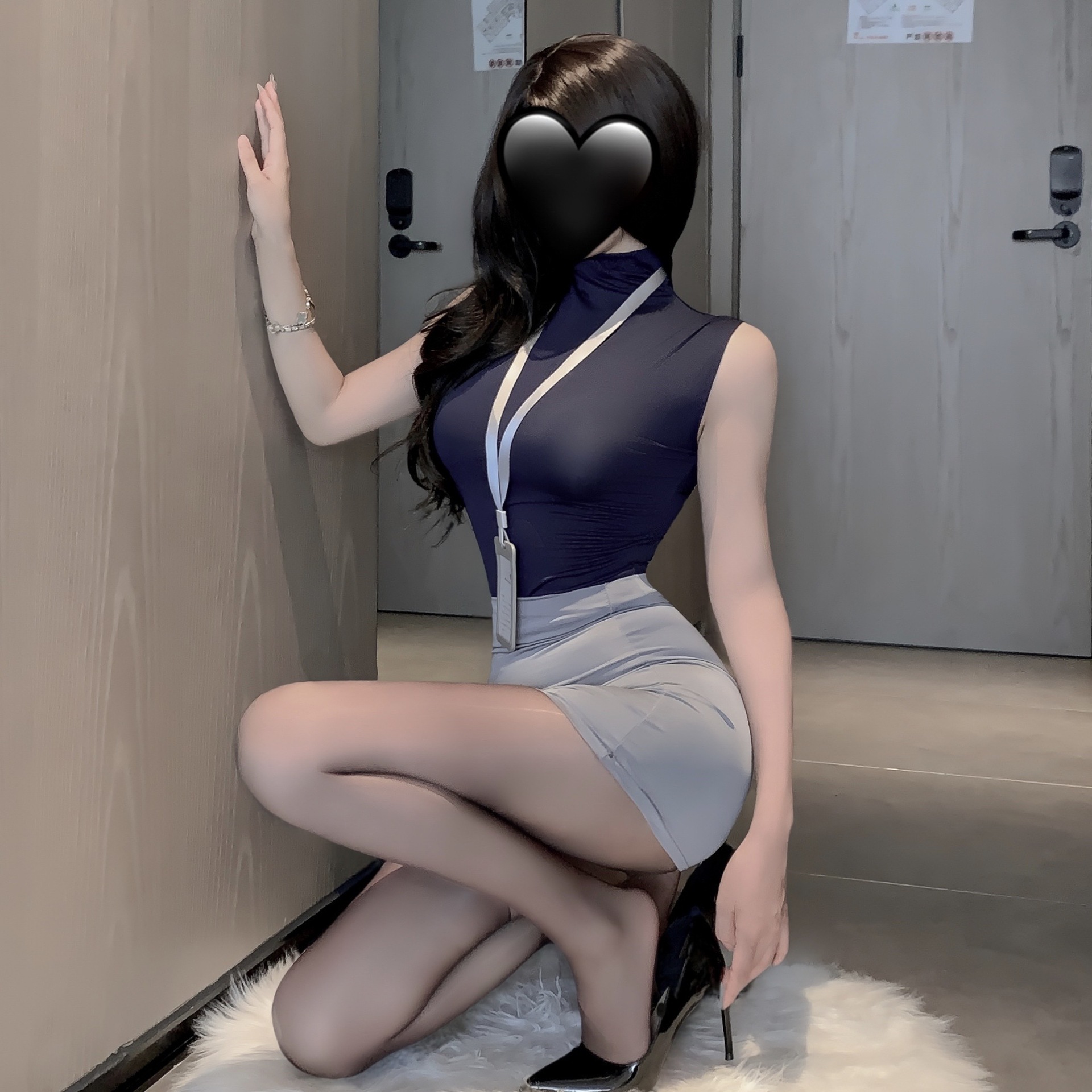 Sexy Lingerie Pure Desire Ol Secretary Cosplay Teacher Office Uniform Set with Hip-Hugging Skirt