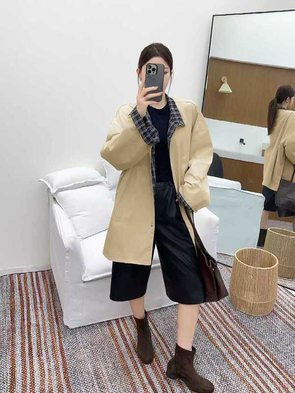 复古立领外套女春秋款2025新款中长款小个子遮肉显瘦设计感风衣女|undefined