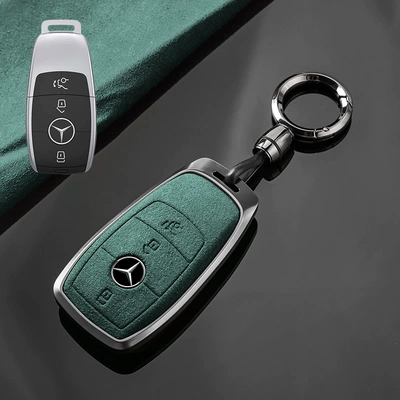 c260l glb220 glc a180 | Car key bag - no-specifications-mercedes-benz-b-tarnish-aluminum-alloy-dark-green-suede-convenient-buckle