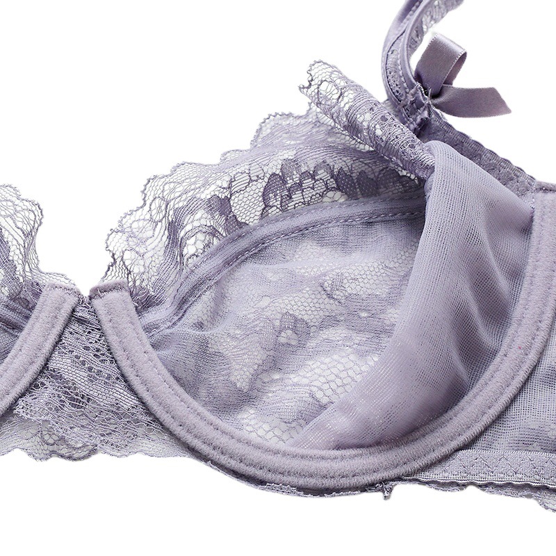 Ultra-Delgado encaje europeo y americano más tamaño chica sujetador traje arco sexy transpirable tentación verano conjunto completo de ropa interior de las mujeres