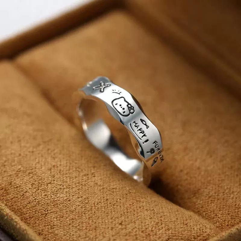 hello kitty, cartoon wavy ring for beloved for men and women