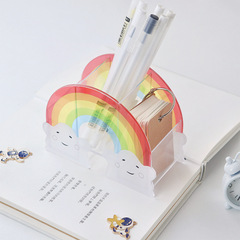 Rainbow Pen Cup Box, Rainbow White Cloud Arch Office, Student Desktop Stationery Storage Large Capacity Storage Box