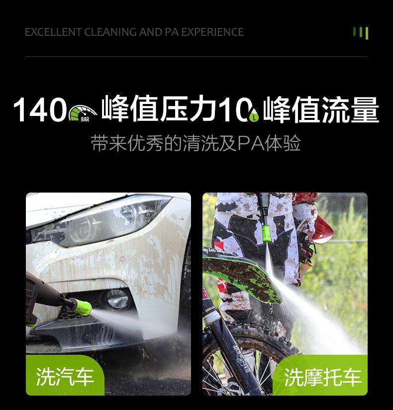 Greenfield Snow Leopard Pro1800W High-Power High-Pressure Car Washing Machine, Induction Brushless Silent Household Car Washing Tool Water Gun