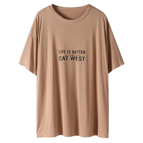 2540【40S Odel】2025 Spring Copper Ammonium Fiber Loose Medium-Length Modal Short-Sleeve T-Shirt for Women