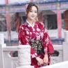 Rose red furisode + girdle of the same color + straps