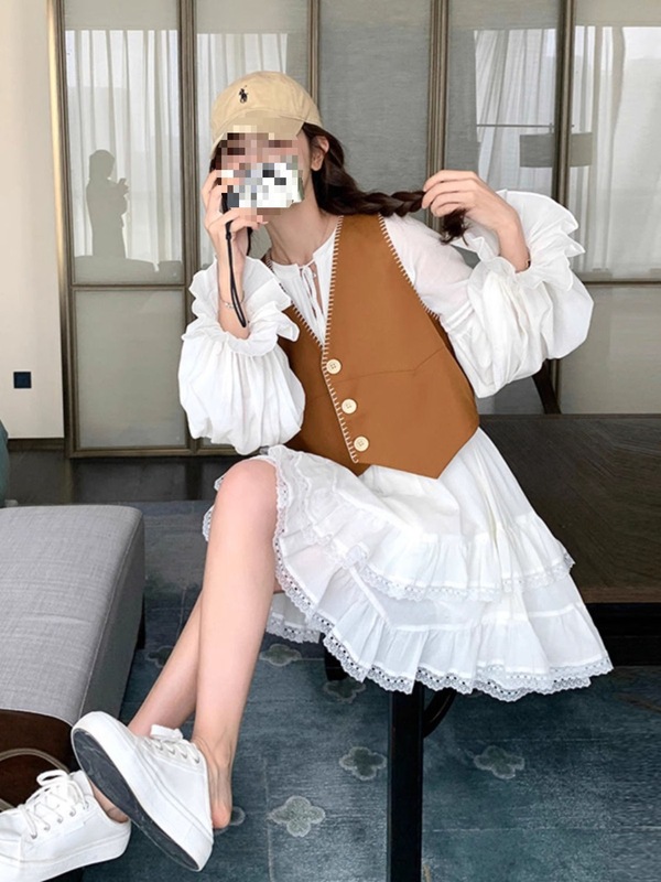 温柔穿搭超仙马甲小香风两件套春装新款显瘦小个子甜美减龄连衣裙|undefined