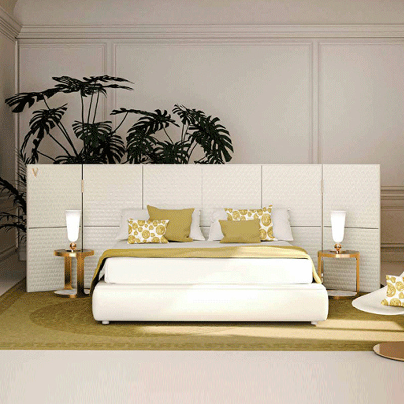 Italian Designer Widescreen Accessible Luxury Modern Classy Atmospheric Leather Bed Italian Luxury House Double Bed