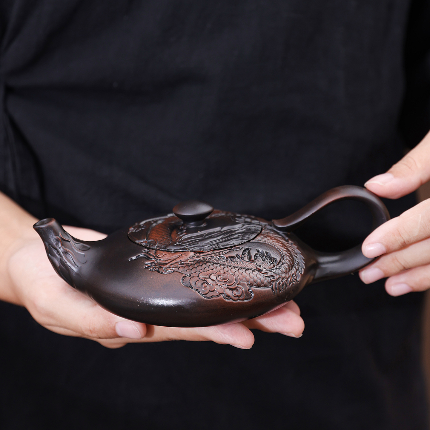 厂家直销紫陶凤鸣壶茶壶陶瓷功夫茶具手工浮雕泡茶壶办公家用