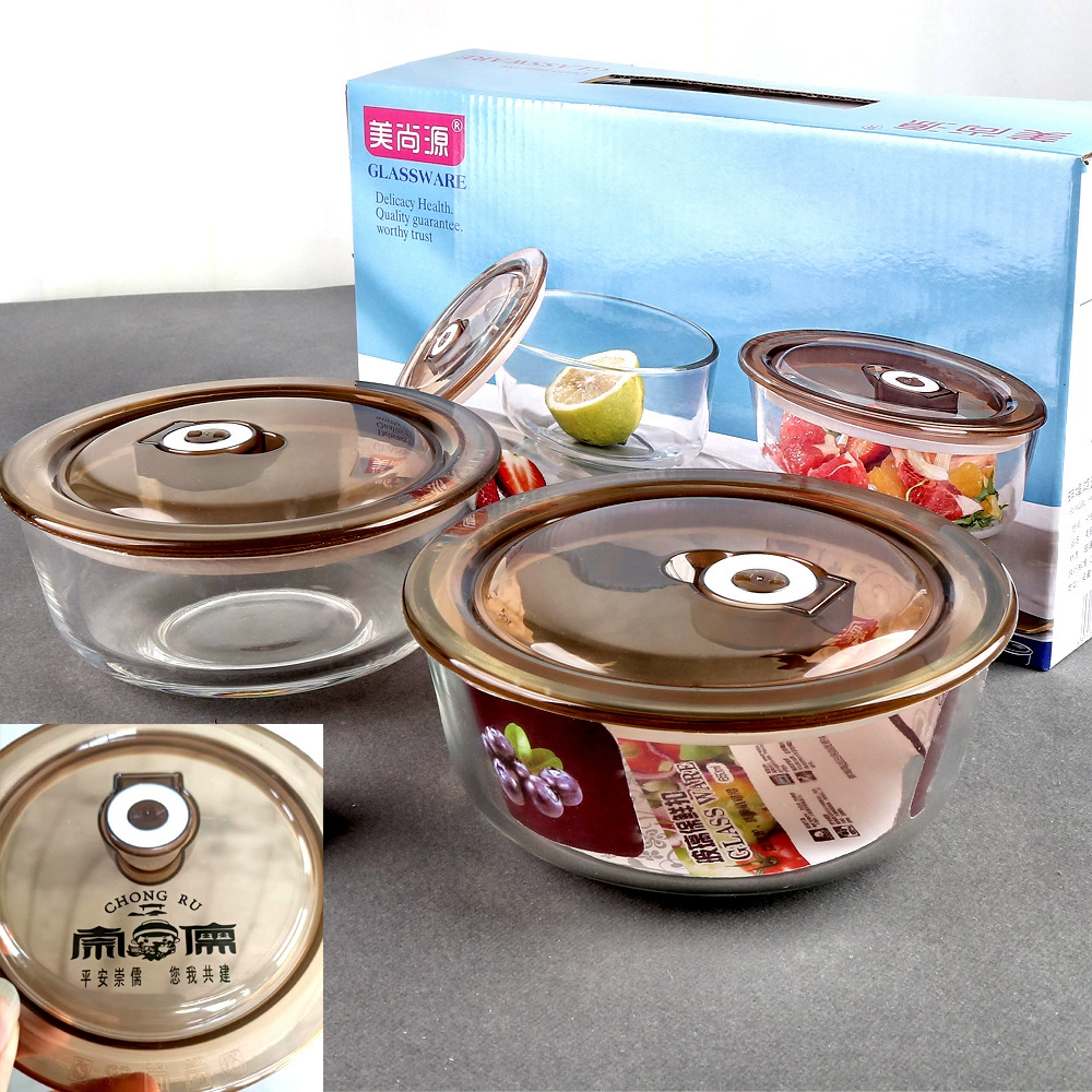 Набор стеклянных салатниц с крышками, герметичная посуда, пригодная для использования в микроволновой печи, контейнер для сохранения свежести, подарок на открытие, рекламный подарок.