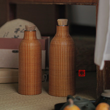 竹编热水瓶 纯手工竹丝扣瓷保温热水壶 旅行便携礼盒装