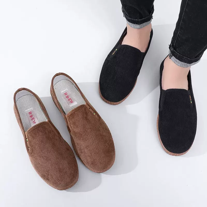 新款老北京布鞋男士中老年舒适灯芯绒轻便透气软底百搭帆布休闲鞋