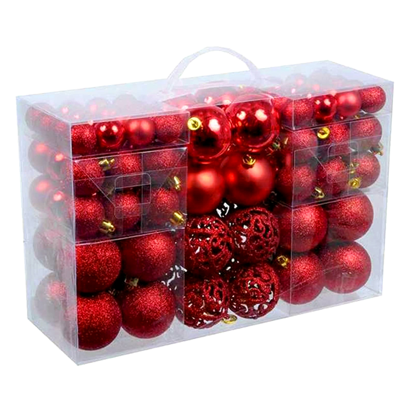 América Latina, decoración de árbol de Navidad 100 juegos portátiles de bolas de plástico hueco en caja colgante de bolas de Navidad image 7