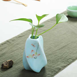 龙泉青瓷水培植物小花瓶花器创意花瓶陶瓷简约现代水培花插办公室