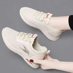 Spring and Summer New Women's Versatile Mesh Shoes Leisure Fashion Sports Shoes Featherknit Breathable Comfortable Shoes Wholesale and Distribution