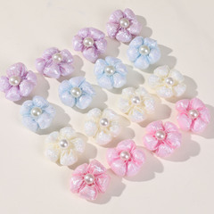 夢幻珠光充棉立體珍珠五瓣花diy兒童頭飾女髮飾髮夾發繩材料批發