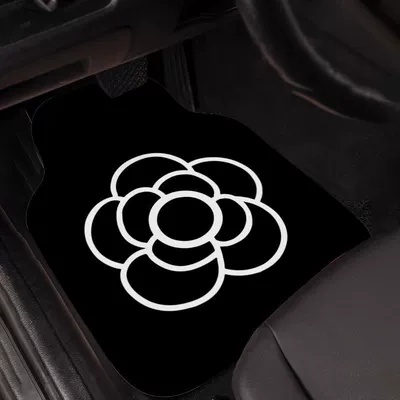 dirt-resistant and easy-to-care mat – Universal Foot Pad - simple-lines-flower-black-5060cm-25mm-diatom-mud-front-row-1-piece