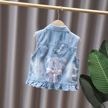 2025新款女童牛仔马甲春秋外穿网红女童时髦背心洋气中小童坎肩