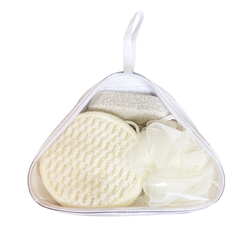 Pvc Handbag Bath Set Wooden Comb Foot Grinding Stone Massager Bath Ball Bath Towel Three-Piece Set Natural Lotus Wood