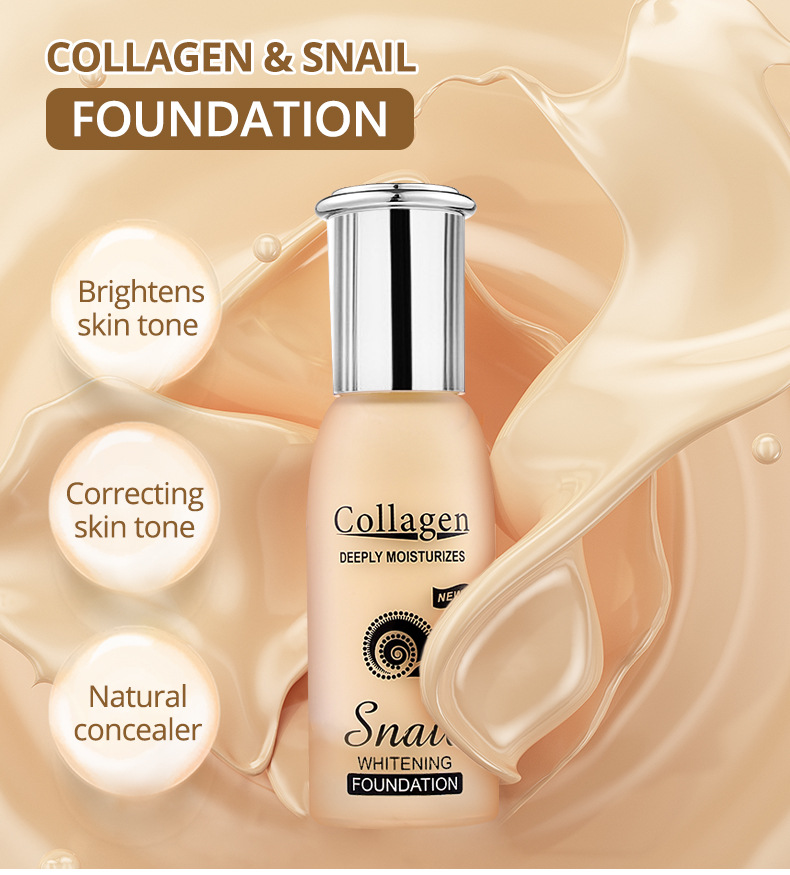 fondotinta Peimei liquido SnailCollagen Whitening Concealer Foundation_voghion.com