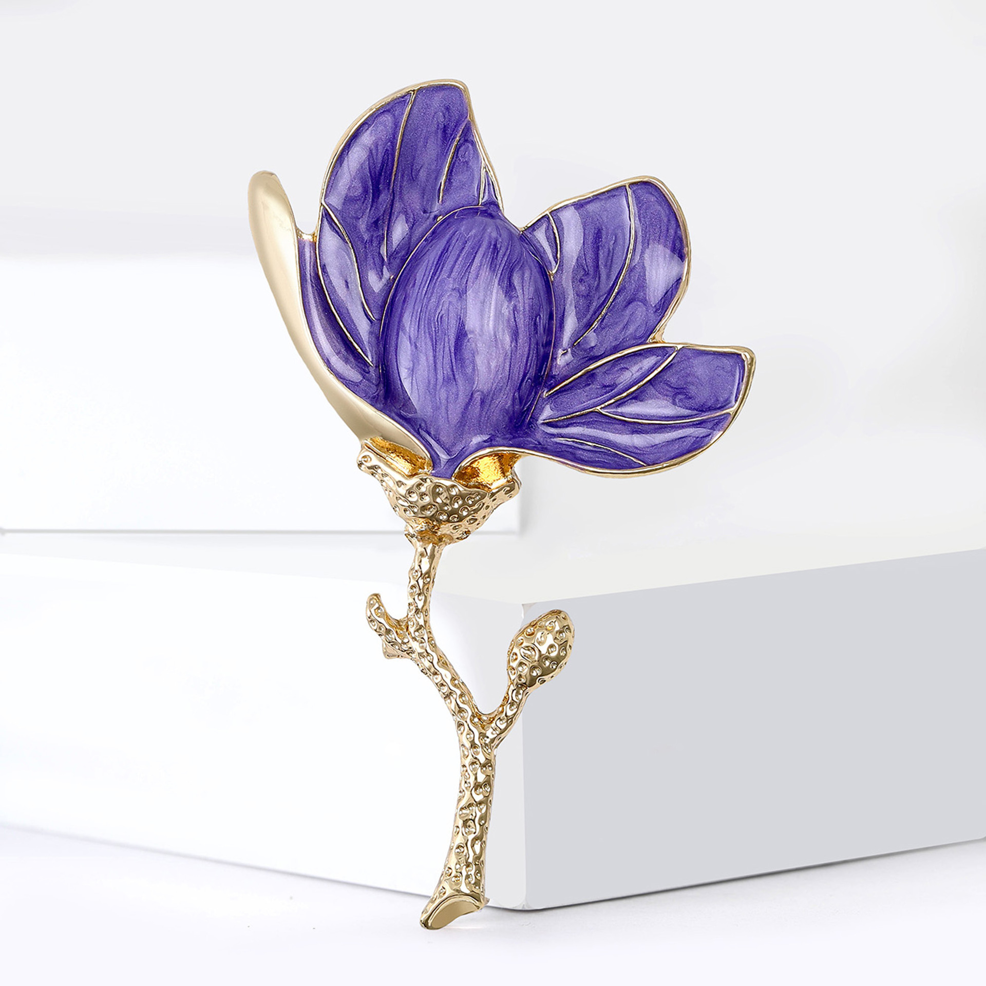 Korean New Alloy Enamel Magnolia Brooch Fresh All-match Women's Suit Shirt Corsage Jewelry Pin