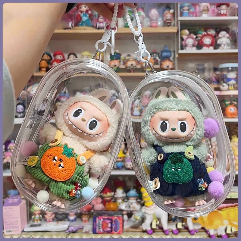 20cm Cotton Doll Outing Bag Transparent Self-Deprecating Bear Nunu Baby Walking 25cm Plush Doll Walking Bag