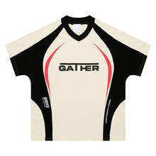 广州衣品男装夏季撞色拼接V领短袖T恤男潮牌宽松情侣休闲运动上衣