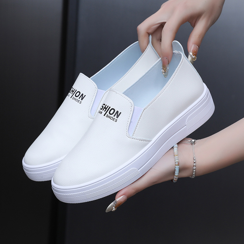 Women's Shoes White Shoes Lazy Shoes White Nurse Slip-on Soft Bottom Anti-Slip Shoes Waiter Restaurant Kitchen Leather Noodles