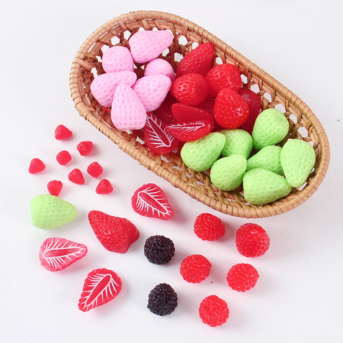 Simulation mini strawberry blueberry cherry grape accessories mini food play DIY handmade dessert cake decoration materials