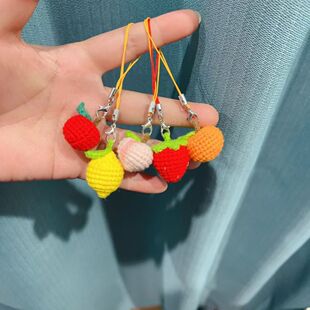 Cross-Border Amazon Handmade Crochet Yarn Little Pepper and Fruit Phone Chain, Personalized and Exquisite Bag Trendy Accessory