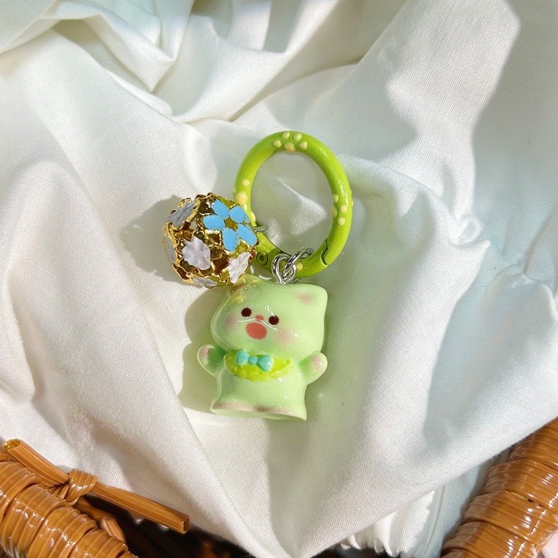 立体的な挨拶ぽっちゃり猫キーホルダーカラフルな花の鐘かわいい甘いスクールバッグ女の子キーホルダー|undefined