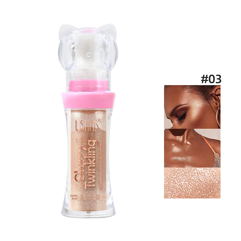 USHAS Europa y los Estados Unidos transfronterizos spot polvo de polvo de alto brillo polvo de brillo estereoscópico natural impermeable cuerpo brillante color de piel UF036