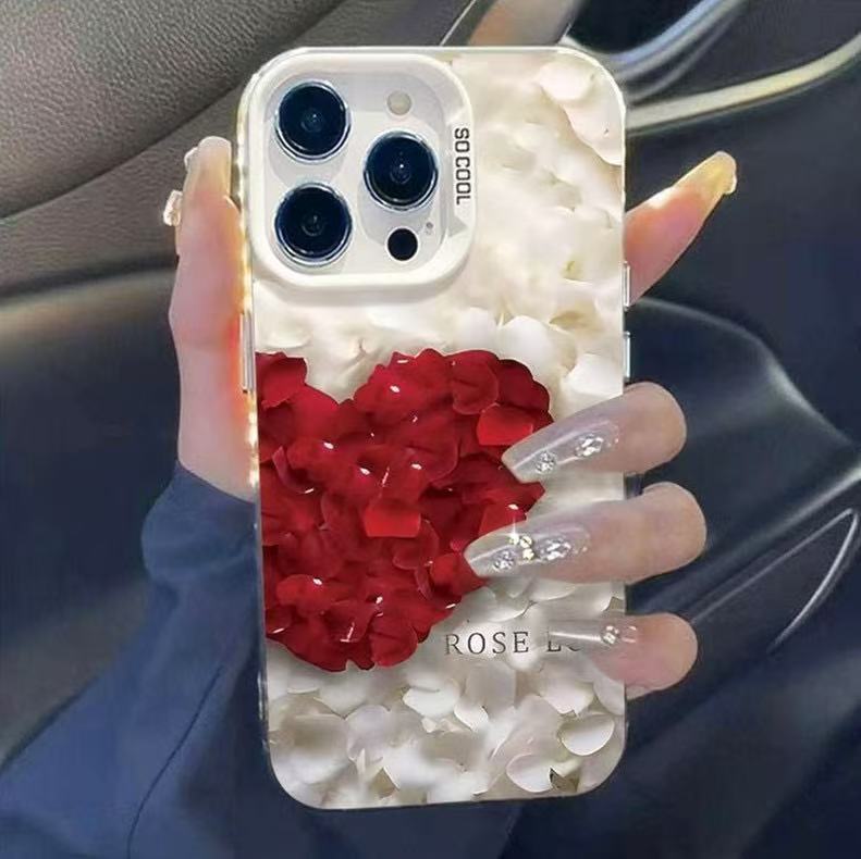 Los pétalos de amor son adecuados para Apple 16Promax, carcasa de teléfono móvil, carcasa de gas, iPhone 15/14/13 Europa y América 12