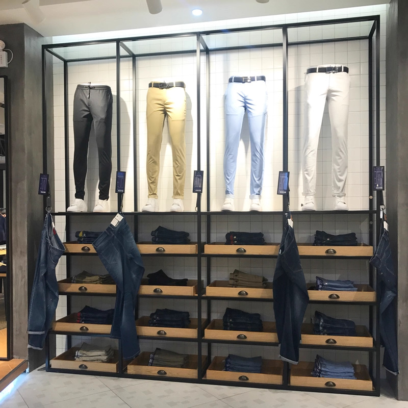 服装店展示架裤子流水台展示桌挂衣架子商务男装货架落地式中岛架