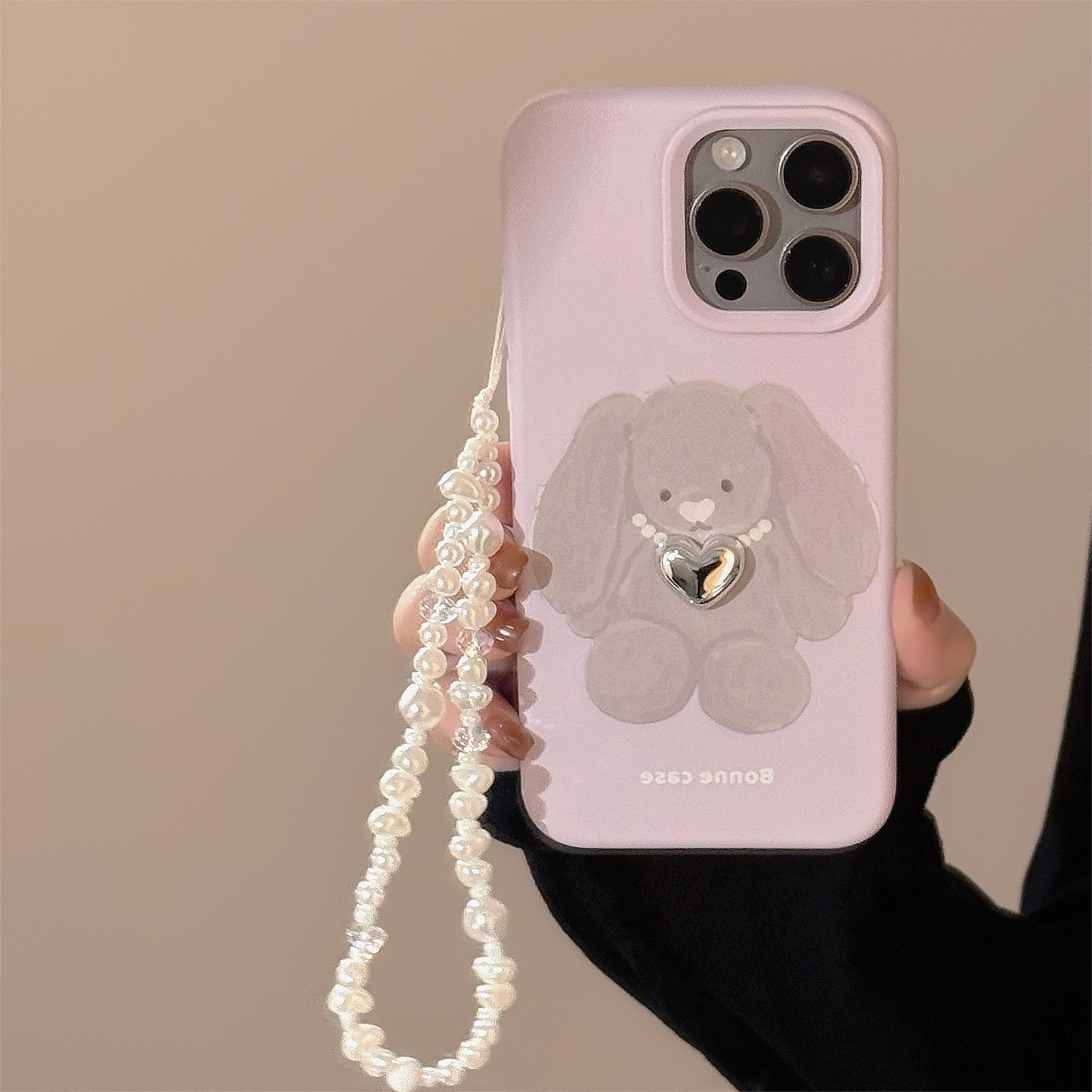 Protective Phone Case With Rabbit & Pearl Necklace For Iphone_voghion.com