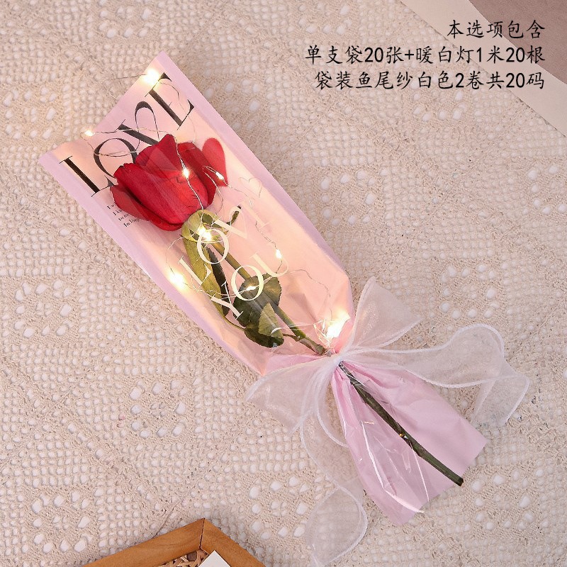 Día de San Valentín DIY solo ramo bolsa de embalaje transparente impermeable OPP flor bolsa amor Rosa flor bolsa de embalaje