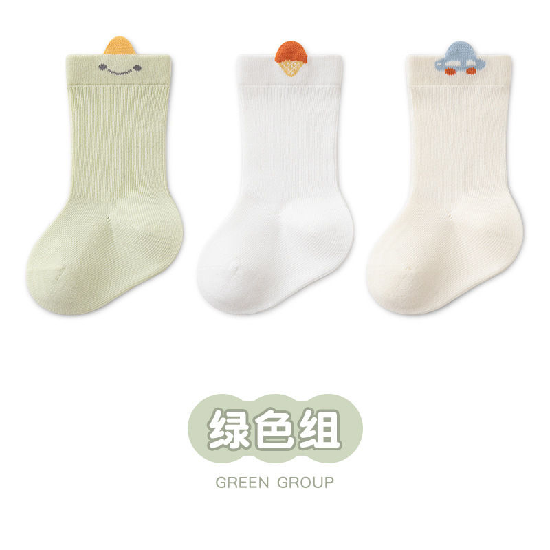 25秋冬零线头立体宝宝袜婴幼儿小童无骨袜子抽条卡通三双装小中筒|undefined