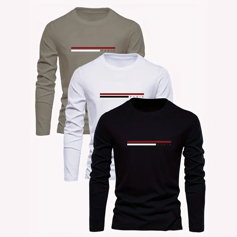 boy 2025 Cross-Border Autumn Winter Fashion Sports Long Sleeve Personalized Men's Crew Neck T-Shirt Customizable Print_viptrois.com