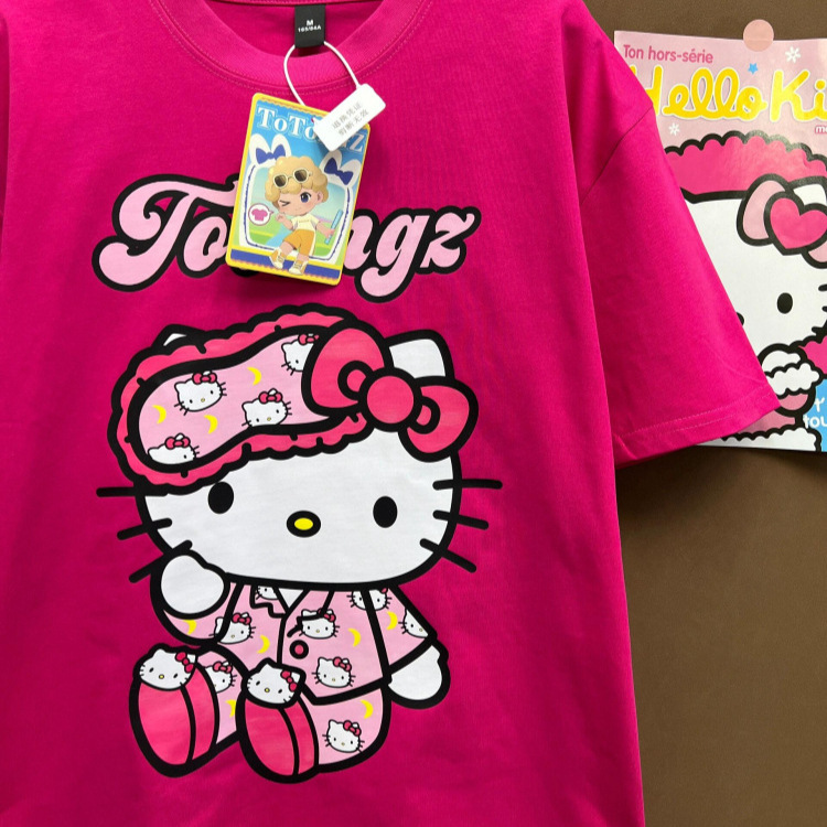 Fat mm Extra Large Size 150kg Cute Hellokitty Cat Short-Sleeved T-Shirt Women's Summer Pure Cotton Loose Half-Sleeved Top Fat mm Extra Large Size 150kg Cute Hellokitty Cat Short-Sleeved T-Shirt Women's Summer Pure Cotton Loose Half-Sleeved Top
