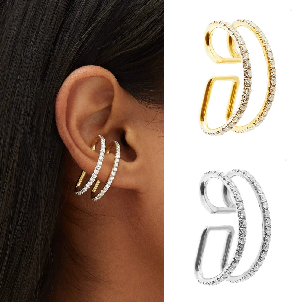 Zirconium, golden retro earrings, ear clips, high-quality style, no pierced ears, European style