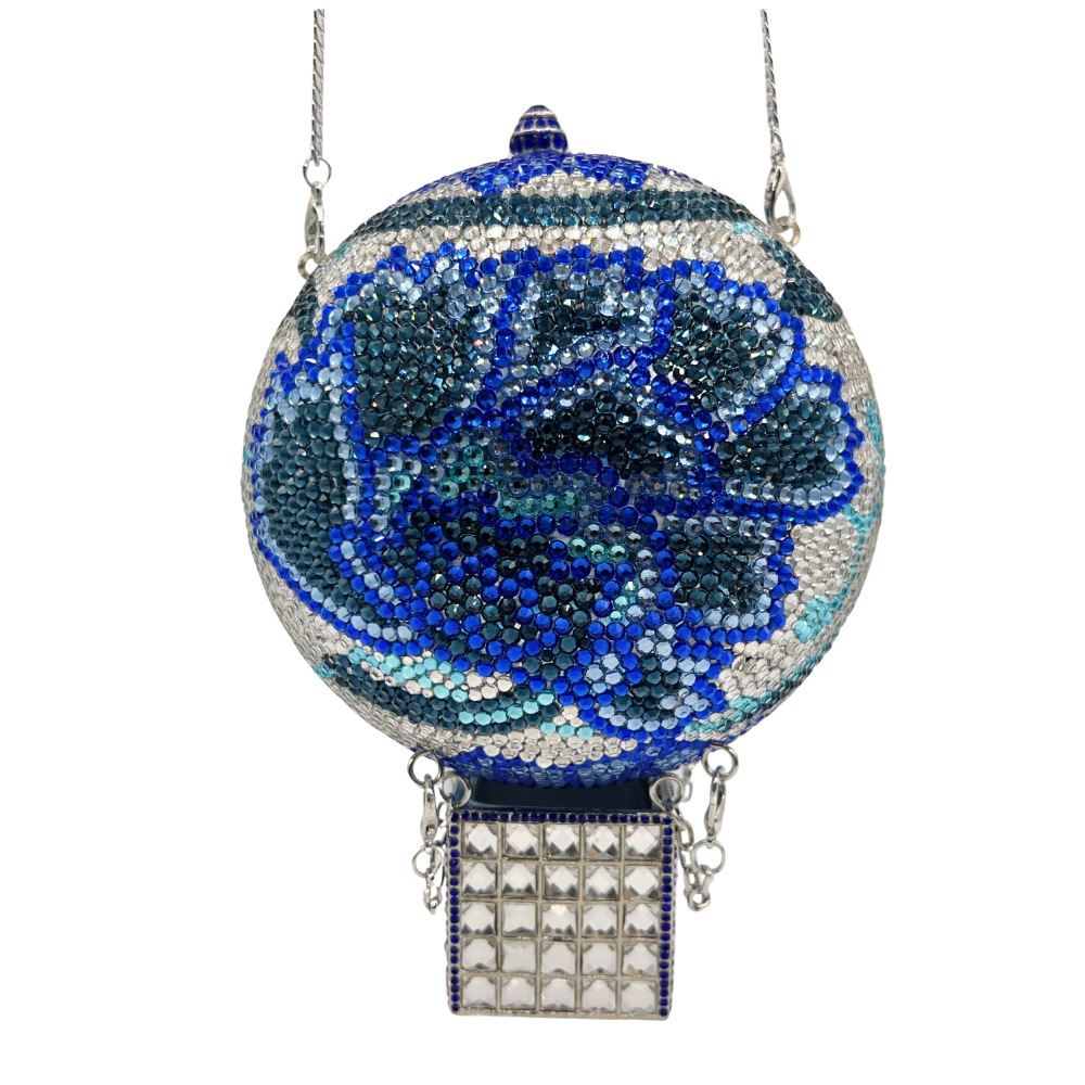Nuevos globos transfronterizos con diamantes para la cena, bolsas de mano de flores azules, flores de diamantes, vestidos de cheongsam